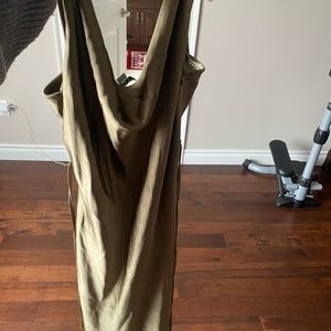 Olive Green satin dress adjustable straps